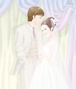 矢量新郎新娘婚紗照圖片