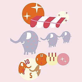 印花矢量圖 T恤圖案 動物 大象 生活元素 免費(fèi)素材