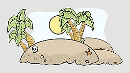 熱帶海盜島-卡通插畫矢量