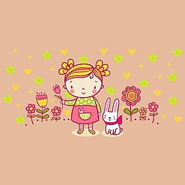 印花矢量圖 T恤圖案 人物 女孩 動(dòng)物 免費(fèi)素材