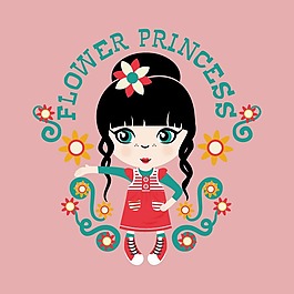 印花矢量圖 T恤圖案 圖文結合 人物 女孩 免費素材