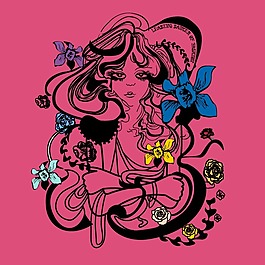 印花矢量圖 T恤圖案 人物 女人 植物 免費(fèi)素材