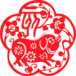 豬年豬剪紙AI矢量圖