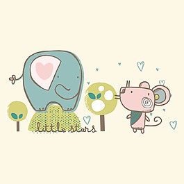 印花矢量圖 T恤圖案 圖文結(jié)合 動物 大象 免費(fèi)素材