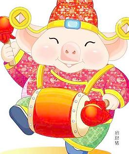 招財(cái)豬2007豬年矢量圖