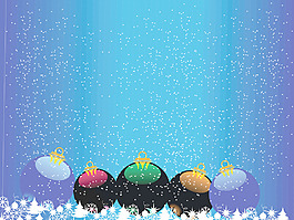 降雪背景和圣誕球
