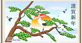 韩国恭贺春节松鹤迎新AI矢量图04