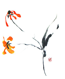 位圖 植物 寫意花卉 花朵 水墨畫 免費(fèi)素材
