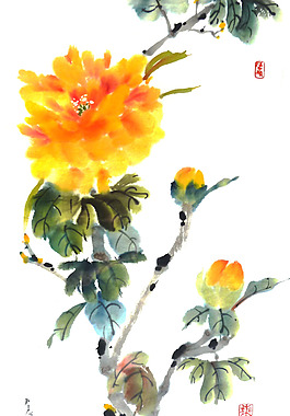 位圖 植物 寫意花卉 花朵 水墨畫 免費素材