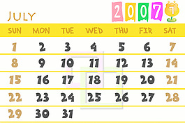 2007年7月日历的PSD模板