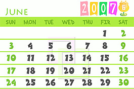 2007年6月日歷的PSD模板