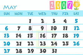 2007年5月日歷的PSD模板