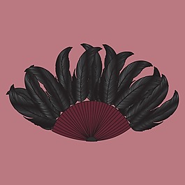 印花矢量圖 T恤圖案 生活元素 扇子 色彩 免費素材