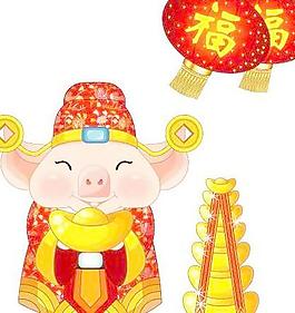 新春金豬送福矢量圖