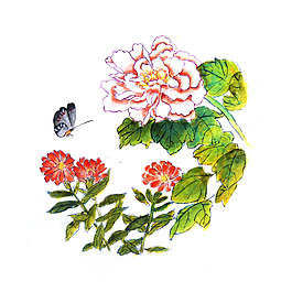 位圖 植物 寫意花卉 花朵 牡丹 免費(fèi)素材