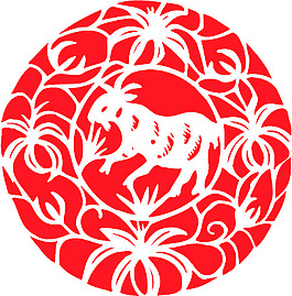 民間藝術剪紙羊矢量圖39