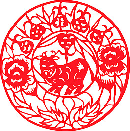 民間藝術(shù)剪紙牛矢量圖34