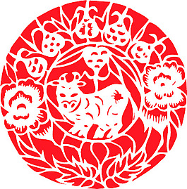 民間藝術(shù)剪紙牛AI矢量圖33