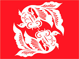 民間藝術(shù)剪紙金魚矢量圖30