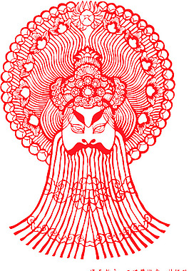 民間藝術(shù)剪紙臉譜矢量圖25