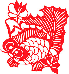民間藝術剪紙金魚AI矢量圖15