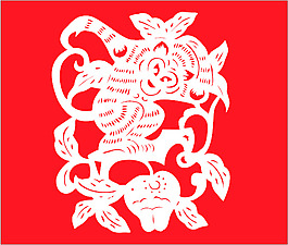 民间艺术剪纸猴AI矢量图14