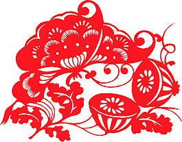 民間藝術剪紙荷花AI矢量圖05