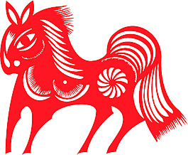 民間藝術(shù)剪紙馬矢量圖03