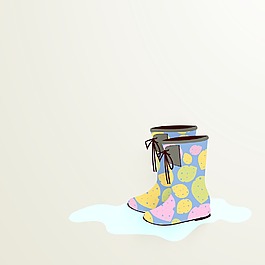 摘要背景與雨季豐富多彩的靴子