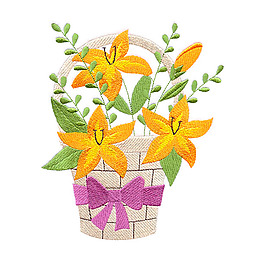 绣花 植物 花朵 生活元素 花篮 免费素材