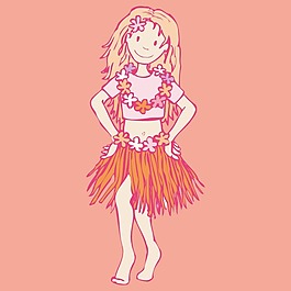 印花矢量圖 T恤圖案 人物 女孩 色彩 免費素材