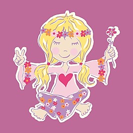 印花矢量圖 T恤圖案 貼布 人物 女孩 免費(fèi)素材