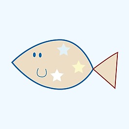 印花矢量圖 T恤圖案 可愛卡通 動物 魚 免費素材