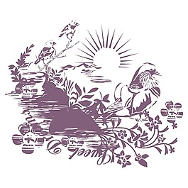 印花矢量圖 T恤圖案 動物 鳥 植物 免費素材