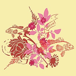 印花矢量圖 T恤圖案 圖文結(jié)合 動物 魚 免費素材