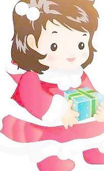 韓國圣誕老人卡通系列素材圣誕小女孩矢量圖03