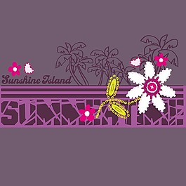 印花矢量圖 T恤圖案 圖文結(jié)合 植物 花朵 免費素材
