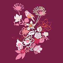 印花矢量圖 T恤圖案 植物 花朵 色彩 免費素材