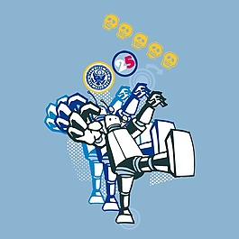 印花矢量圖 T恤圖案 圖文結(jié)合 人物 機(jī)器人 免費(fèi)素材