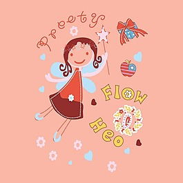 印花矢量圖 T恤圖案 圖文結(jié)合 人物 女孩 免費素材
