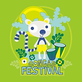 印花矢量圖 T恤圖案 圖文結(jié)合 動(dòng)物 貓鼬 免費(fèi)素材