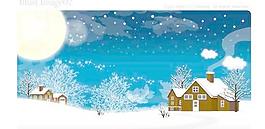 韓國(guó)圣誕平安夜中的雪房子AI矢量圖02