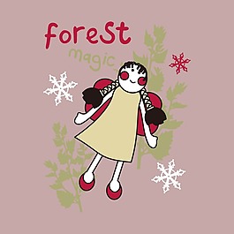 印花矢量圖 T恤圖案 圖文結合 人物 女孩 免費素材