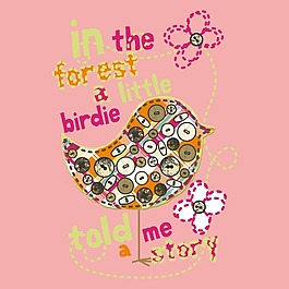 印花矢量圖 T恤圖案 圖文結(jié)合 動物 鳥 免費素材