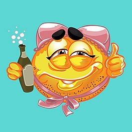印花矢量圖 T恤圖案 可愛卡通 卡通形象 酒瓶 免費(fèi)素材