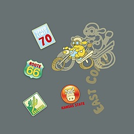 印花矢量圖 T恤圖案 圖文結(jié)合 徽章標(biāo)記 動(dòng)物 免費(fèi)素材