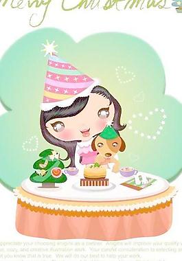 韓國可愛的圣誕女孩矢量圖AI源碼006