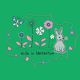 印花矢量圖 T恤圖案 圖文結(jié)合 可愛卡通 卡通動物 免費素材