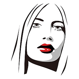 印花矢量圖 T恤圖案 人物 女人 紅唇 免費(fèi)素材