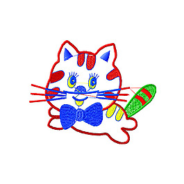 繡花 可愛卡通 卡通動物 貓 免費素材